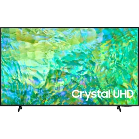 Samsung 65CU8100 Ultra HD 4K LED televizyon ekranında Crystal UHD yazısı görünen canlı renkli TV vitrin görseli
