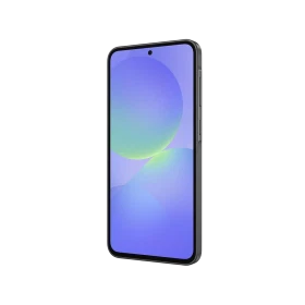 Samsung Galaxy A36 siyah akıllı telefon, ince çerçeveli ekran ve ön kamera deliğiyle önden görünüm