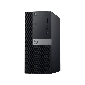 Dell OptiPlex 7070 N003O7070MT_W siyah masaüstü bilgisayar, ön paneli ve bağlantı noktalarıyla