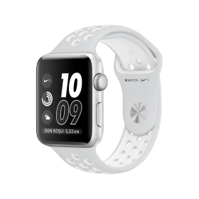 Apple Watch Nike+ Series 2 42 mm, gümüş alüminyum kasalı ve saf platin beyaz Nike spor kordonlu akıllı saat