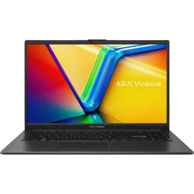 Asus Vivobook Go 15 E1504GA-NJ251 siyah iş ve ofis laptopu, açık ekran ve klavye görünümlü vitrin fotoğrafı