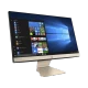 Asus Vivo V222FAK-BA008V001 masaüstü bilgisayar, siyah ekranı ve beyaz standıyla önden görünür