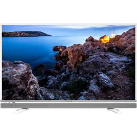 Grundig 43 VLE 5537 WL Full HD LED televizyon, deniz manzarası gösteren ince çerçeveli ekranıyla önden görünüm