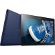 Lenovo Tab 2 A10-30L 4G mavi tablet, ön yüzünde spor ayakkabı görseli ve arkadan görünüm birlikte.
