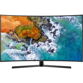 Samsung 55NU7500 Ultra HD 4K LED televizyon ekranında deniz ve kaya manzarası, genel renk vitrin görünümü