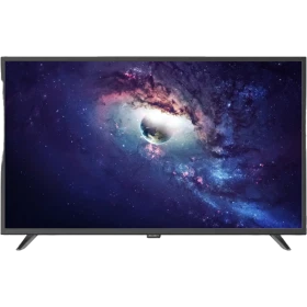 Axen AX39HDAL04 HD Ready LED TV, siyah çerçeveli ekranında galaksi görüntüsü ve ayak tasarımı