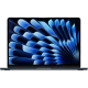 Apple MacBook Air M4 13.6 inç laptop, koyu mavi renkte, önden açık ekranlı ana ürün görünümü