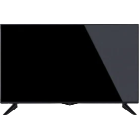 Vestel 49UB8600 Ultra HD 4K siyah LED televizyon, önden görünüm ve iki ayaklı tasarım
