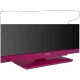 Vestel 22F8510P Full HD LED televizyon, siyah ekranı ve pembe standıyla önden görünür.