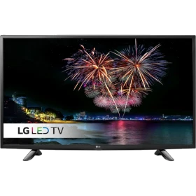 LG 43LH510V 43 inç Full HD LED televizyon; şehir manzarası ve havai fişek ekranında, siyah tasarım