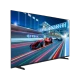 Vestel 65QG9950 Ultra HD 4K QLED televizyon, yarış sahnesini canlı renklerle gösteren siyah ekranlı tasarım