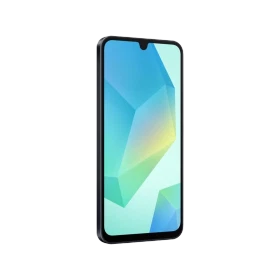 Samsung Galaxy A16 5G siyah akıllı telefon, ön yüz ekran tasarımı ve ince çerçeveli görünüm