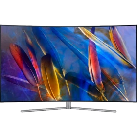 Samsung 65Q7C Ultra HD 4K QLED TV ekranında canlı renkli manzara, genel renk seçenekli vitrin görünümü