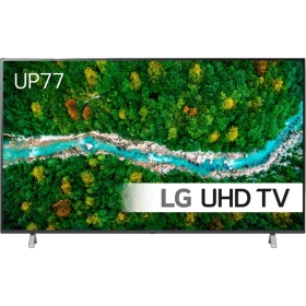 LG 70UP77006LB Ultra HD 4K LED televizyon; canlı doğa manzaralı ekran, genel renk, vitrin görünümü
