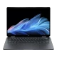 HP OmniBook Ultra Flip 14-fh0003nt koyu gri 2'si 1 arada laptop; ekranda mavi akış arka plan görünüyor