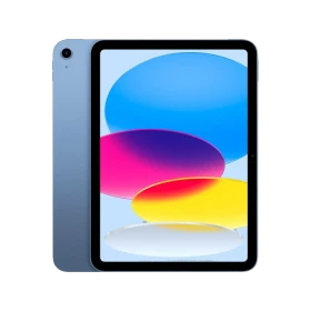 Apple iPad 10. Nesil Wi‑Fi + Cellular 64 GB mavi tablet, renkli ekranlı ön ve arka görünüm
