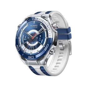 Huawei Watch Ultimate 2 Mavi akıllı saat, mavi-beyaz kayışlı gümüş kasa ve dijital kadranlı tasarım
