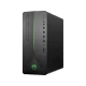 HP 790-0019NT 4JR58EA siyah masaüstü bilgisayar kasası, ön paneli ve bağlantı girişleriyle önden görünüyor