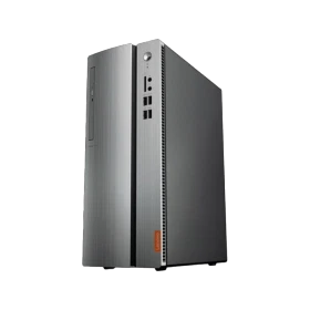 Lenovo Ideacentre 510-15IKL gri masaüstü bilgisayar kasası, ön paneli ve yan yüzüyle görünür halde