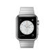 Apple Watch 38 mm gümüş paslanmaz çelik kasası ve baklalı bileziğiyle önden görünüm