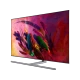 Samsung 65Q7FN Ultra HD 4K QLED TV; canlı renklerle soyut çiçekli ekran görüntüsü, genel siyah tasarım