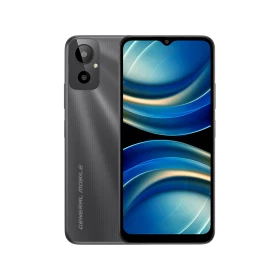 General Mobile GM 23 SE gri akıllı telefonun ön ve arka yüzü, çift kamera modülüyle vitrin görünümü