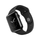 Apple Watch 42 mm uzay siyahı paslanmaz çelik kasalı akıllı saat, siyah spor kordonuyla önden görünür halde
