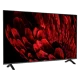 Axen AX55UMN253 Ultra HD 4K LED televizyon, siyah çerçevesi ve ayaklarıyla kırmızı ekran tasarımı.