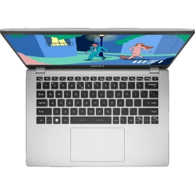 MSI Modern 14 C11M-216XTR gri ultrabook laptop; klavye ve ekran görünümüyle kompakt tasarım.