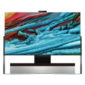 TCL 85X925 Pro Ultra HD 8K LED TV ekranında canlı renkli soyut manzara görüntüsü, genel renk vitrin modeli