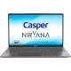 Casper X600 1215-8P00T-G-F gri iş ofis laptopu, ön ekranı açık ve klavyeli vitrin görünümü
