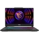 MSI Cyborg 15 A13VF-892XTRK05 siyah oyuncu laptop, RGB aydınlatmalı neon ekran arayüzüyle açık gösterim.