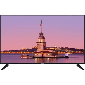 Vestel 43UB9100 Ultra HD 4K LED televizyon, Kız Kulesi manzarası gösteren siyah ekranlı model