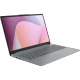 Gri Lenovo IdeaPad Slim 3 82XM00PVTX002 iş ve ofis laptopu, açık ekranlı önden çapraz görünüm