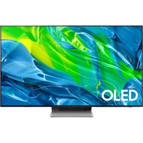 Samsung 65S95B 65 inç OLED Ultra HD 4K TV; canlı renkli ekran ve ince tasarım görünüyor.