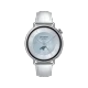 Xiaomi Watch S4 41mm Deri gümüş akıllı saat, beyaz deri kayış ve yuvarlak açık renkli kadranla önden görünüm