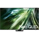 Samsung 98QN90D Ultra HD 4K QLED TV siyah stand üzerinde Neo QLED yazılı canlı ekranı gösterir