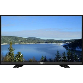 Beko B48 LB 5533 Full HD FHD TV, siyah çerçeveli televizyon ve ekranda göl manzarası