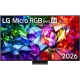 LG 86MRGB96B6B Ultra HD 4K TV, renkli kristal desenli ekranı ve siyah çerçevesiyle önden görünür