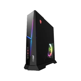 MSI Trident X Plus 9SF-655EU siyah masaüstü bilgisayar, RGB aydınlatmalı kompakt kasa ve fan tasarımıyla