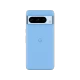 Mavi Google Pixel 8 Pro akıllı telefonun arka yüzü ve yatay kamera çubuğu detayları görülüyor