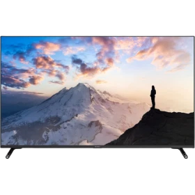 Axen AX50FILM252 Ultra HD 4K LED televizyon, siyah çerçevesiyle dağ manzarası gösteriyor
