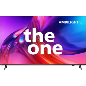 Philips 85PUS8808 Ultra HD 4K LED TV, Amblight aydınlatmalı renkli ekran görünümü, genel siyah tasarım
