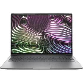 HP ZBook X G1i 16 CT0X0ES gri iş ve ofis laptopu; soyut renkli ekran görüntüsüyle ön görünüm