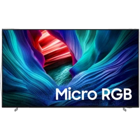 Samsung 115MR95 Ultra HD 4K LED televizyon ekranında Micro RGB renk efektleri, genel renkli vitrin görünümü