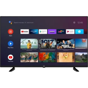 Beko B55 B 820 B Ultra HD 4K TV, siyah çerçeveli ekranında akıllı TV menüsü ve uygulamalar gösteriliyor