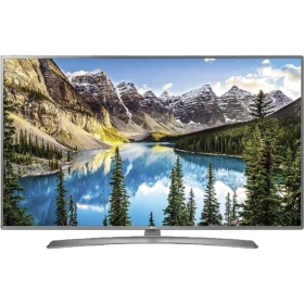 LG 55UJ701V Ultra HD 4K LED televizyon; dağ ve göl manzaralı ekran görüntüsü sergiler, genel renk.