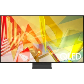 Samsung 75Q95T Ultra HD 4K QLED televizyon, canlı renkli soyut arka planlı vitrin ekranı, genel renk
