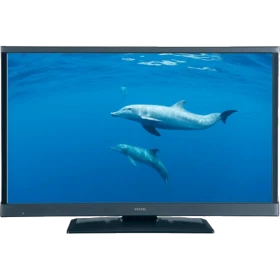 Vestel 39PF5025 Full HD LED televizyon, siyah çerçeveli ve ekranda deniz altında yüzen yunuslar bulunuyor