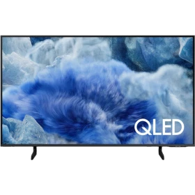 Samsung 50Q8FA Ultra HD 4K QLED televizyon; mavi bulut manzaralı ekran, ince çerçeve ve ayaklı vitrin görünümü